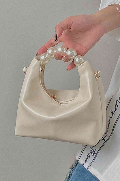 Adorado bolso de cuero de PU con perlas