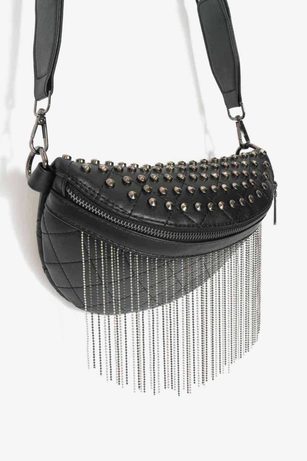 Bolso bandolera con tachuelas y flecos de cuero PU Adored