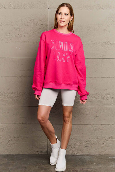 Sudadera con cuello redondo KINDA LAZY de tamaño completo de Simply Love