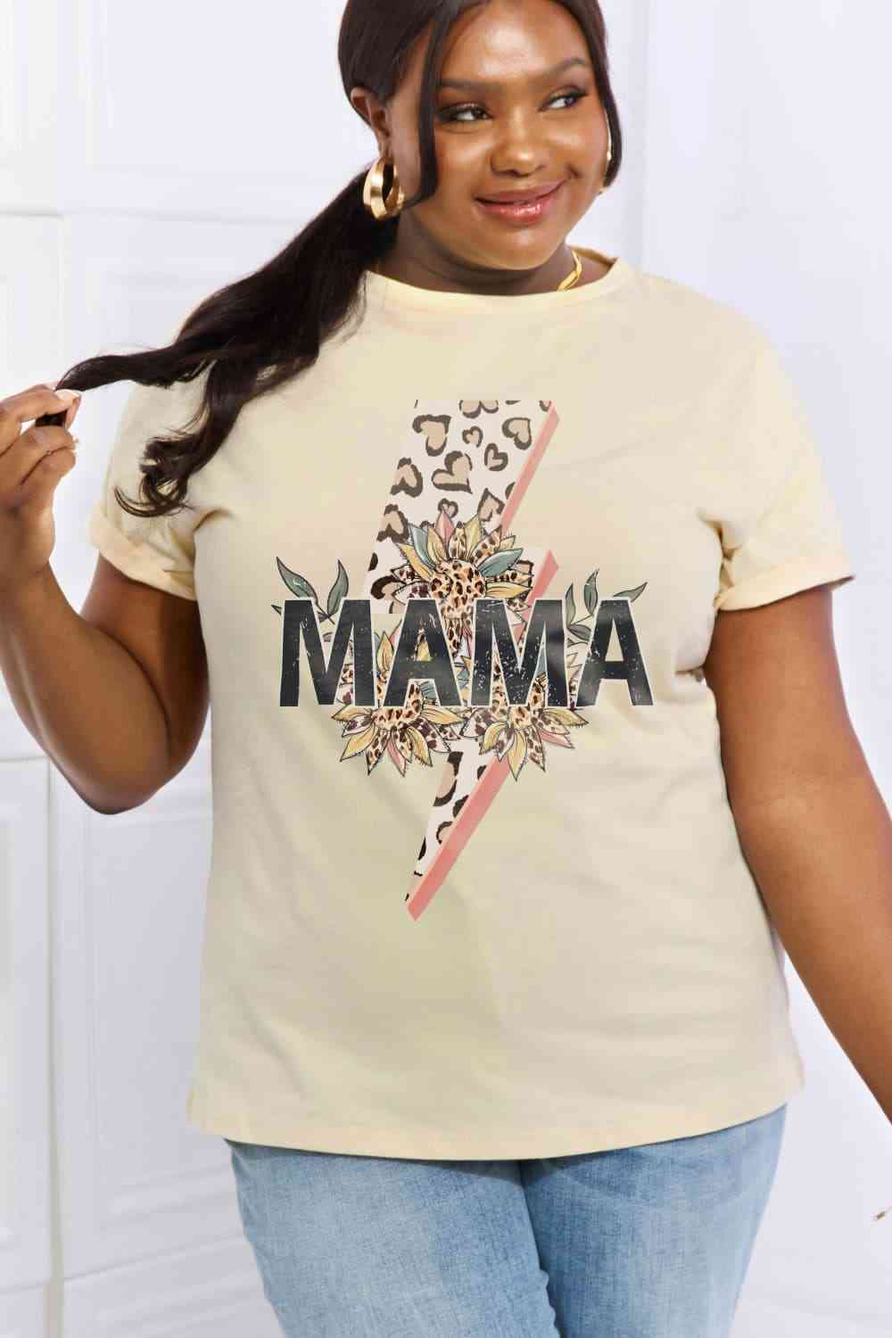 Camiseta de algodón con estampado MAMA de tamaño completo de Simply Love