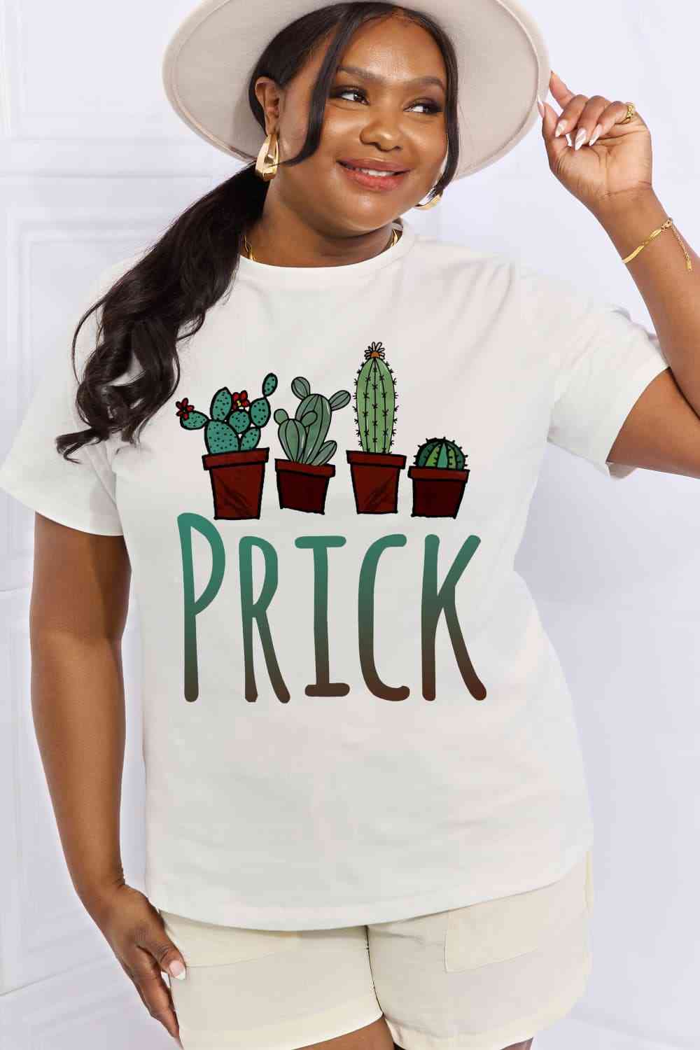 Camiseta de algodón con gráfico PRICK de tamaño completo de Simply Love