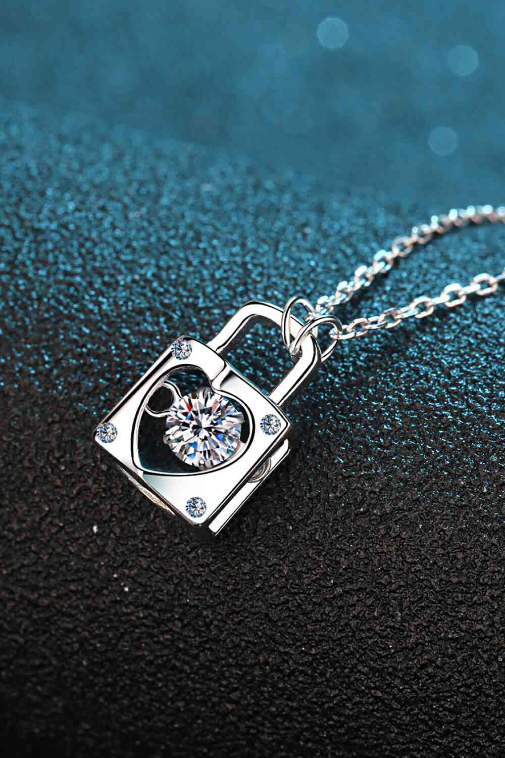 Adored Moissanite Lock Pendant Necklace