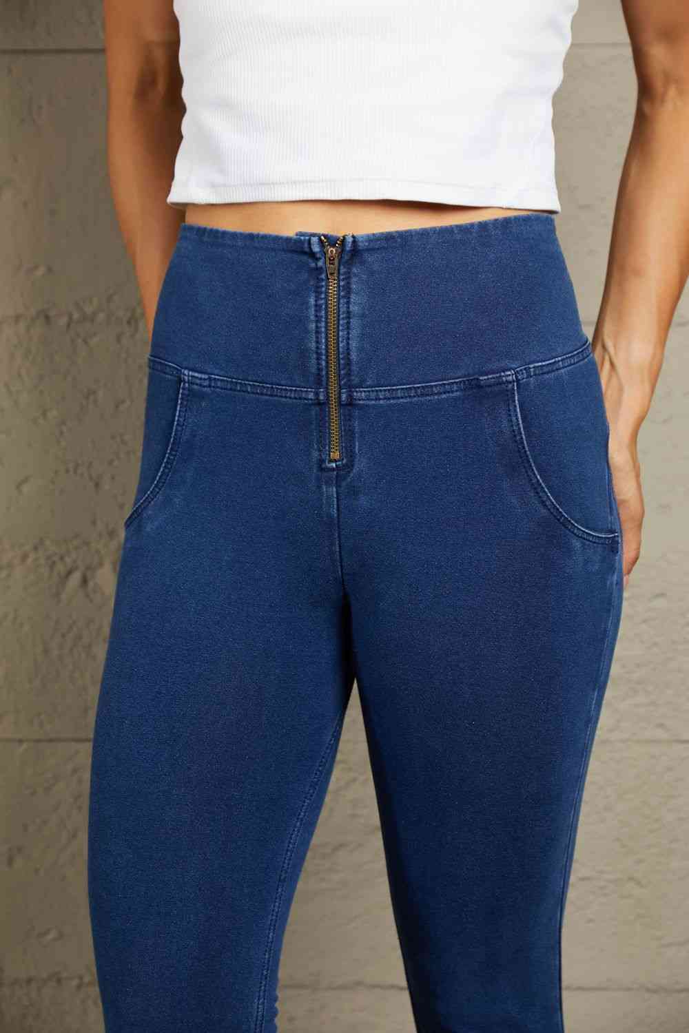 Baeful High Waist Zip Up Skinny Long Jeans