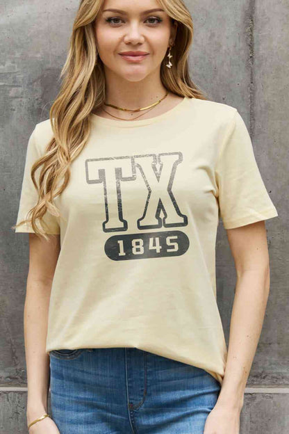 Camiseta de algodón con estampado TX 1845 de tamaño completo de Simply Love