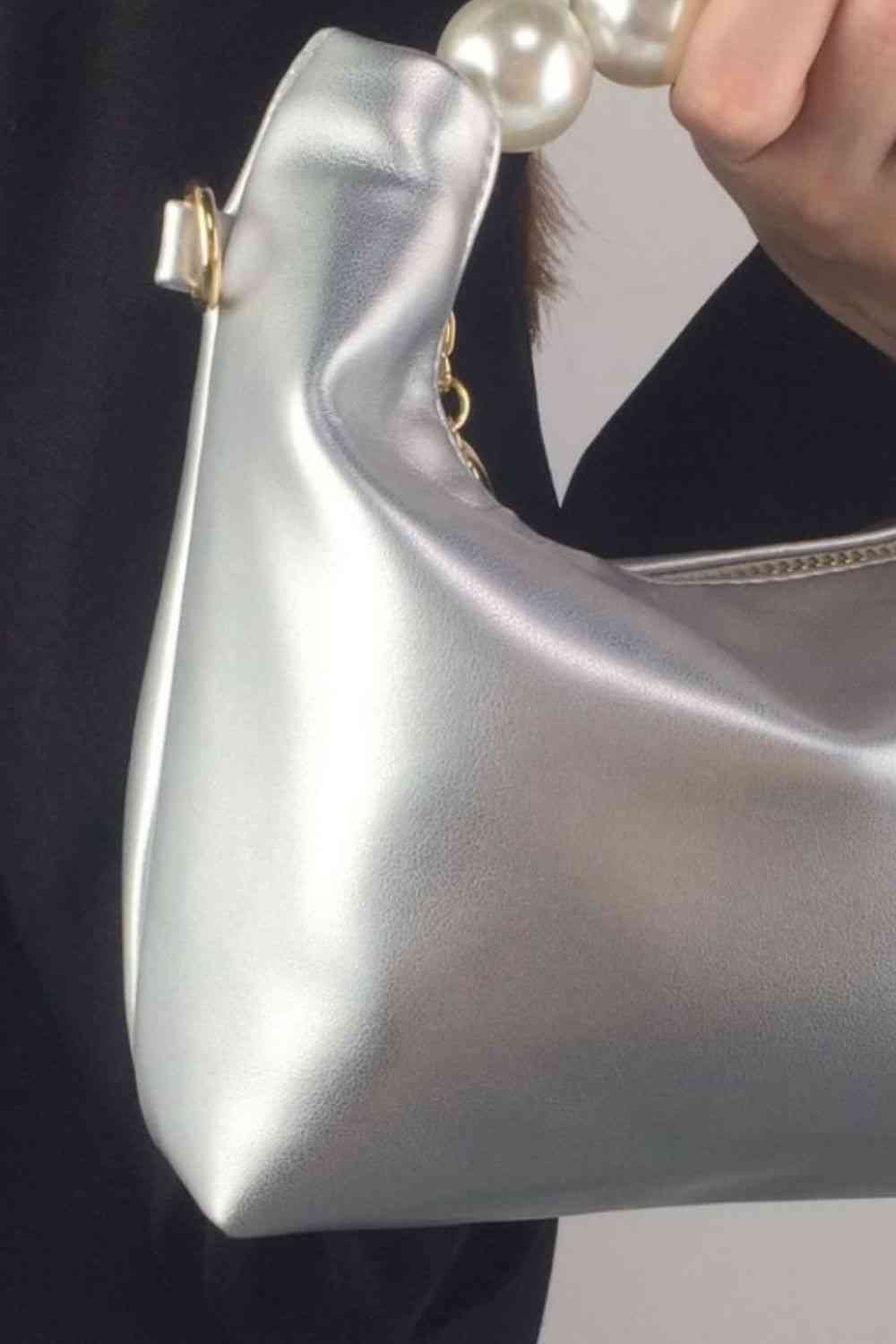 Adorado bolso de cuero de PU con perlas