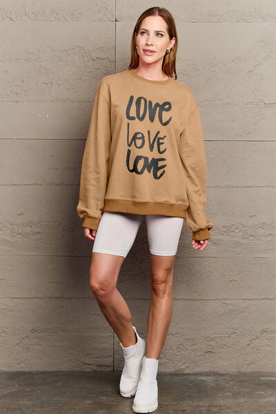 Sudadera con cuello redondo LOVE de talla grande de Simply Love